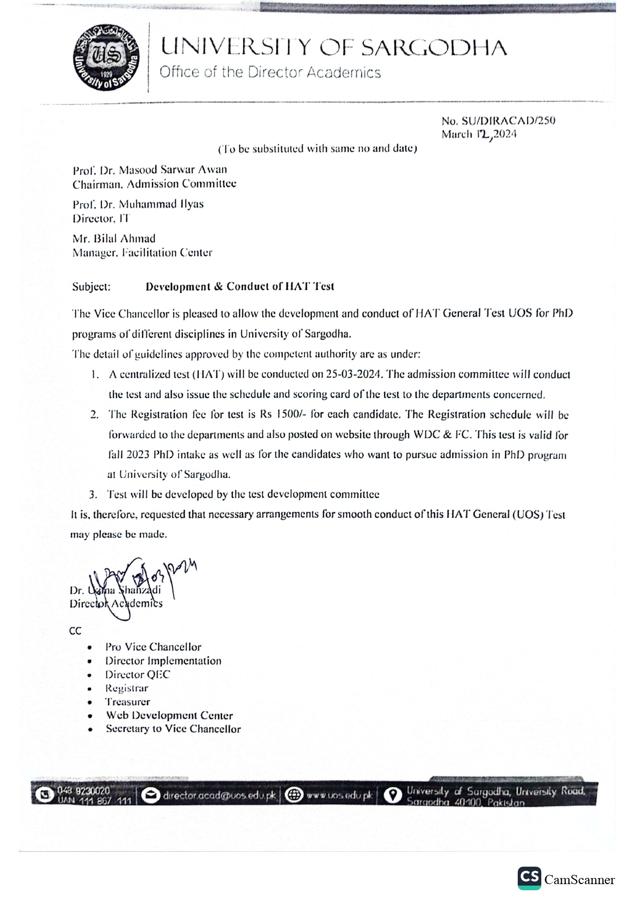 Development & Conduct of HAT Test